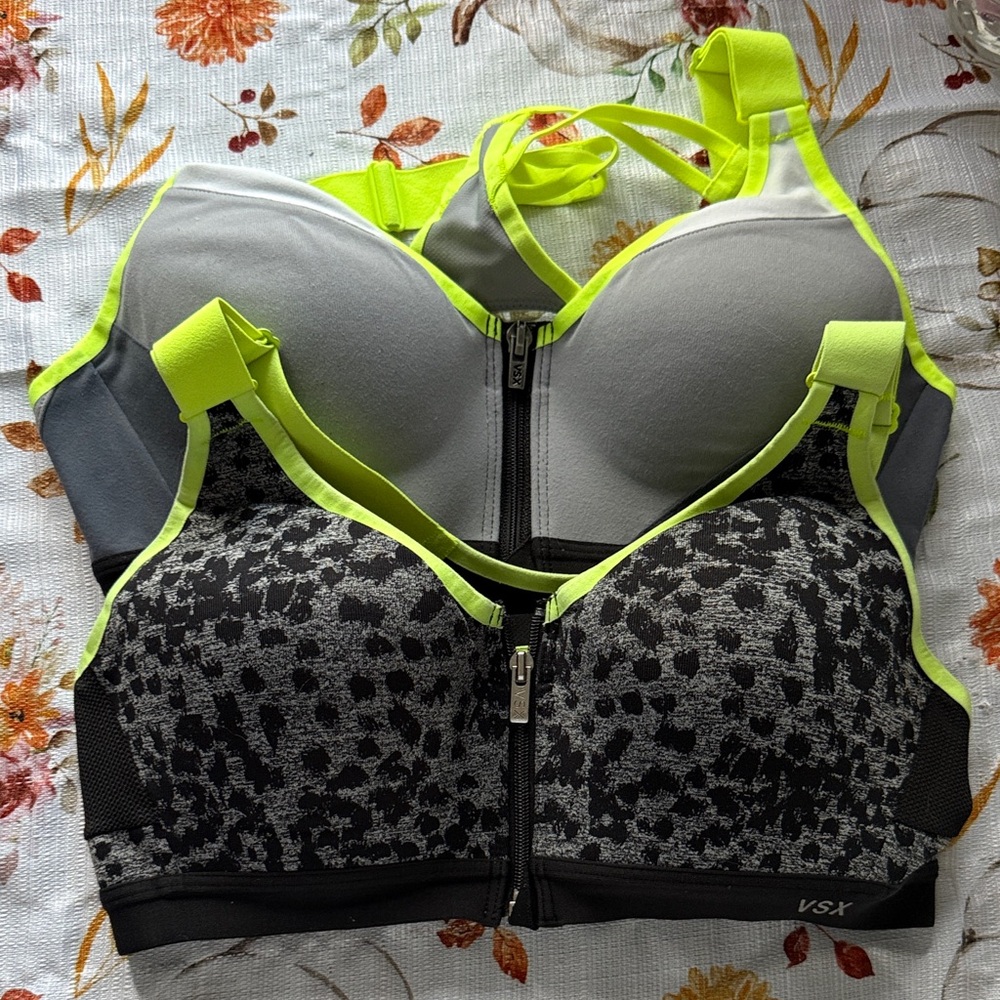VSX Black grey and neon Sports Bra Set